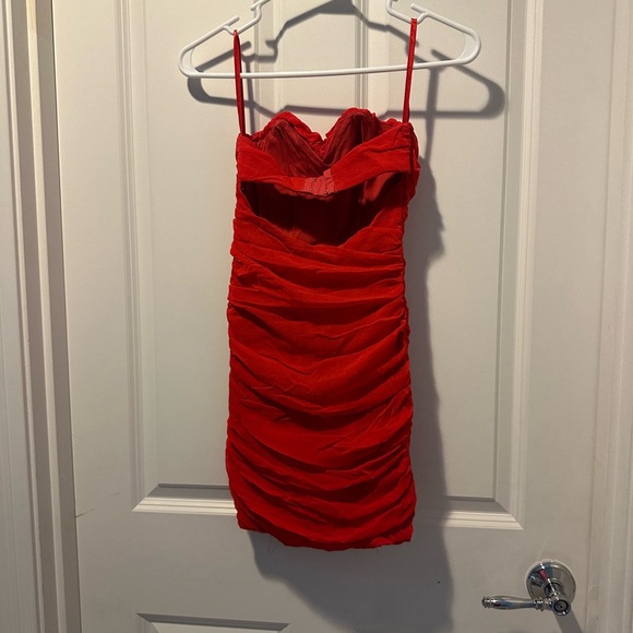 Rare Scarlet Ruched Mini Dress - Picture 2 of 7